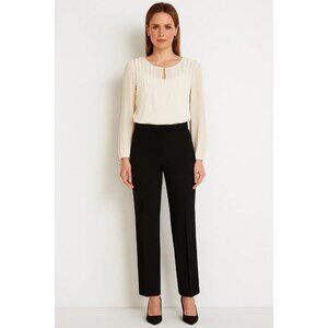 Cynthia Rowley Sheer Lace Trim Blouse Cream Long Sleeve Lightweight Womens Large